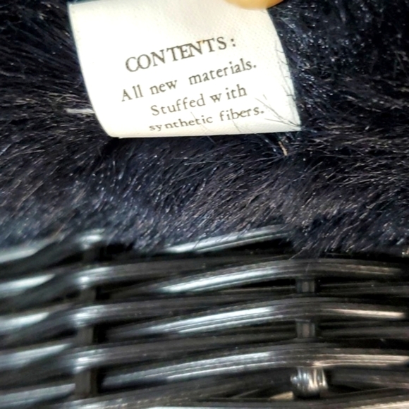 Vintage 90s Halloween Black Cat Witch Plush Stuffed Animal Wicker Candy Basket - Picture 10 of 12